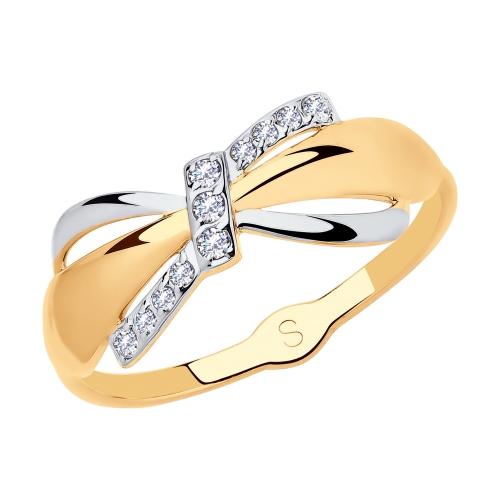 Кольцо, золото, фианит, 018059